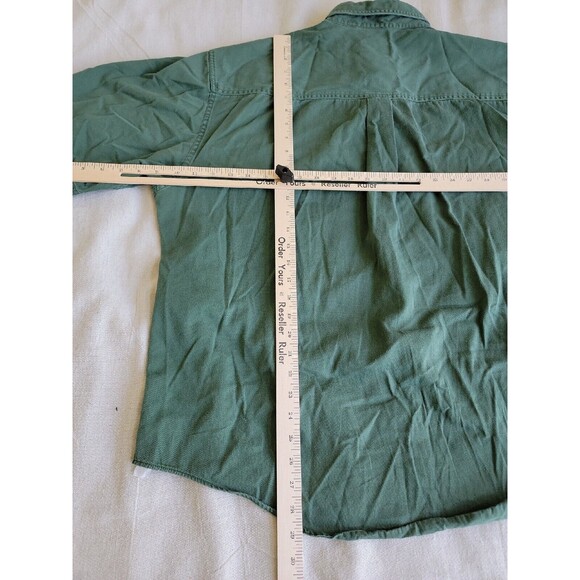 Lands End Mens XL 17 Shirt Button Up Green Logo Short Sleeve Canvas Duck Vtg 90s - Picture 11 of 12